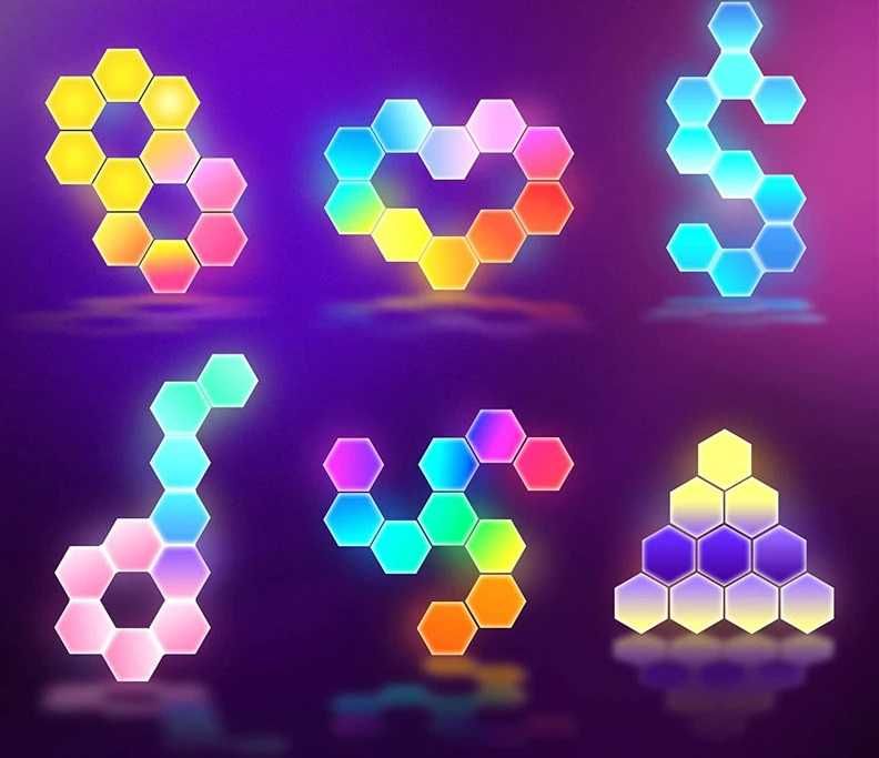 Настенный модульный светильник ( НОЧНИК ) RGB Соты   6 шт в комплекте