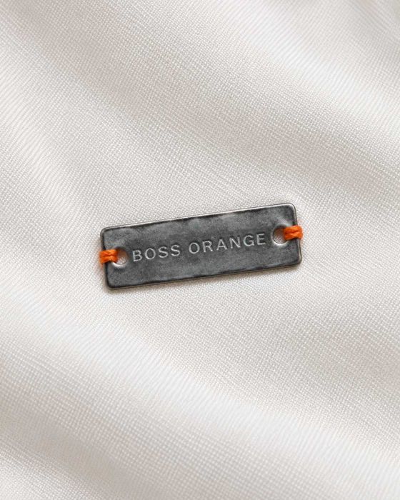 Sacou damă BOSS Orange cu rever cascadă și cordon la spate crem Mărimea S