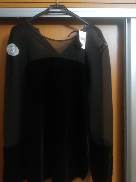 Bluza catifea cu voal