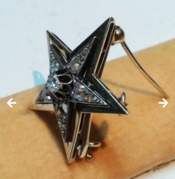 Старинна златна брошка,висулка с диаманти