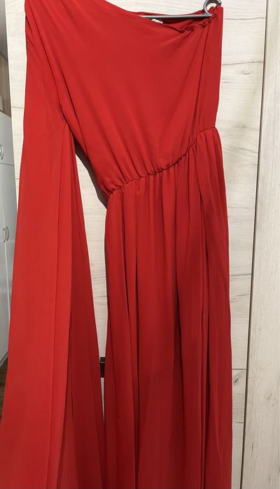 Rochie rosie lunga de ocazie marimea S 36