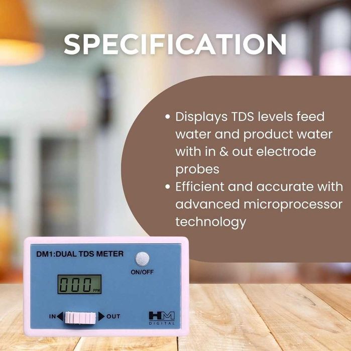 HM Digital Meter DM-1 Inline Dual TDS Monitor Meter, 0–9990 ppm