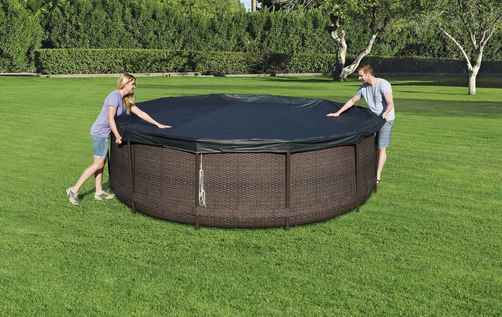 Prelata Acoperire Piscina Rotunda Cadru Metalic 366cm LivratGRATUIT