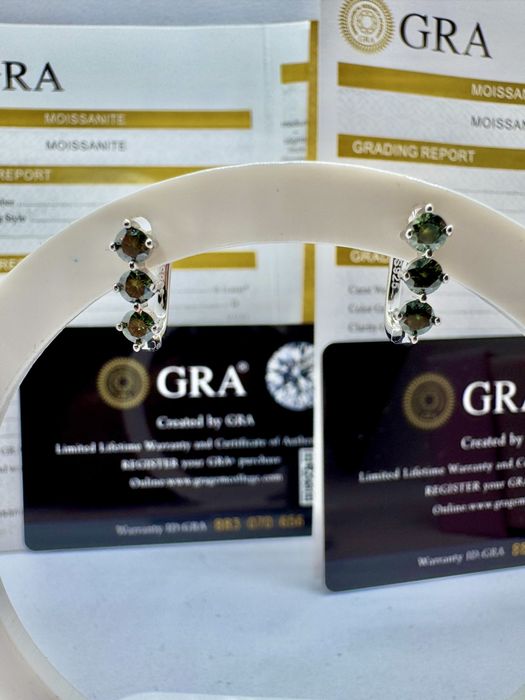 Сребърни обеце с мойсанит (Диамант) 0.6 карата