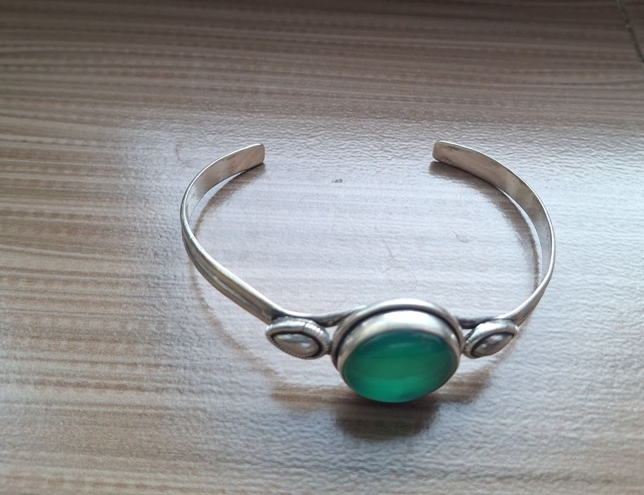 Brățară nouă argint cu agat, reglabilă