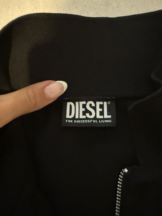 Черна оригинална мъжка тениска с яка Diesel / Дизел- Размер XL