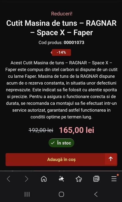 Cuțit masina de tuns