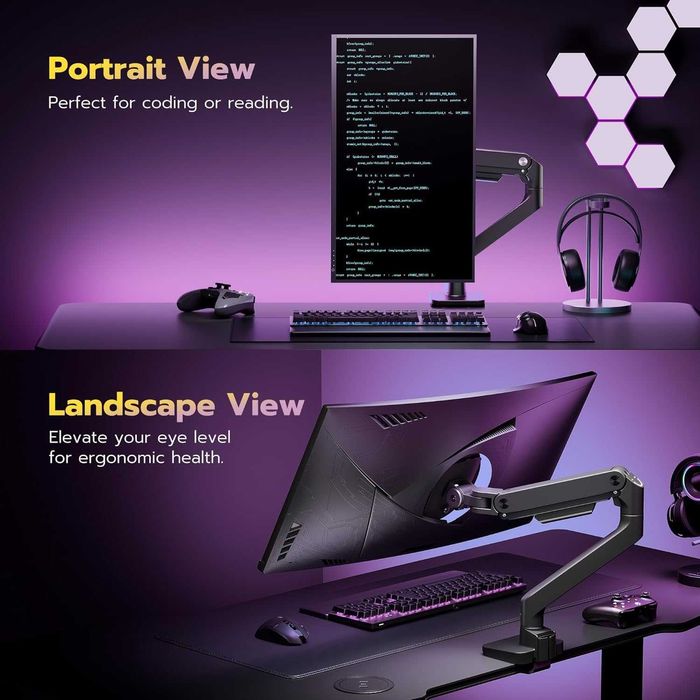 ARES WING Единично рамо за монитор от 17" до 49", черно, до 20 кг