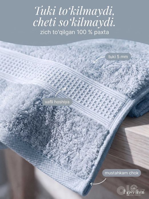 Sochiq yengil 70x135, tez quriydi, maxra 450 g/m2, to‘plam va yuz