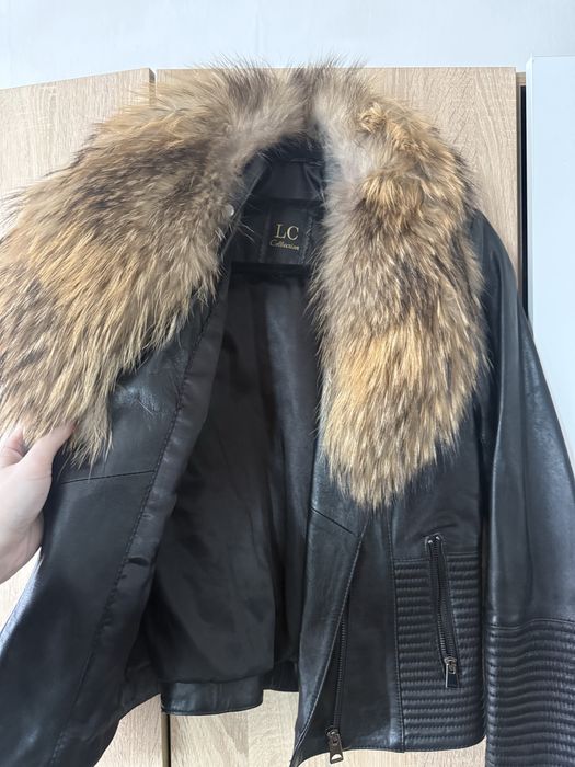 Кожено яке от естествена кожа със сваляща се яка от естествен косъм