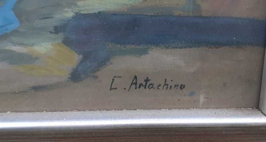 Tablou vechi - natura statica cu narcise - semnat C. Artachino