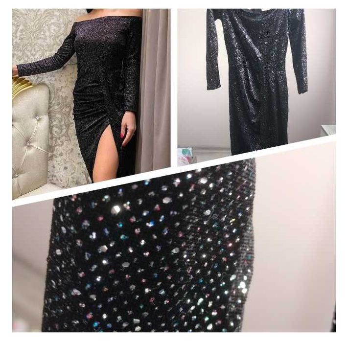 Нова кадифена рокля с лъскави нишки