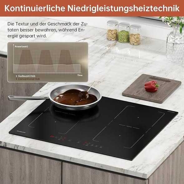 Plită cu inducție 60 cm cu două zone flexibile, 7200 W,garantie