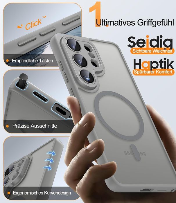 Матов magsafe кейс за samsung galaxy s26 ultra - титаниево сив - със з