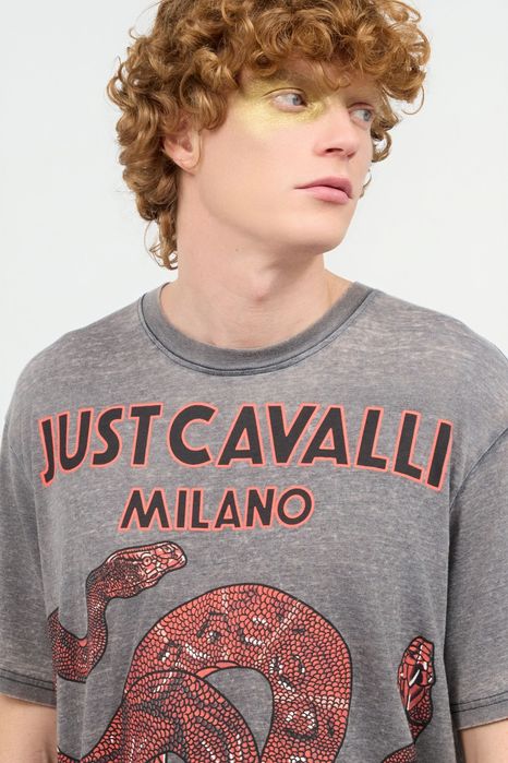 Мъжка тениска Just Cavalli T-Shirt With Logo And Snakes 
мъжка тениска