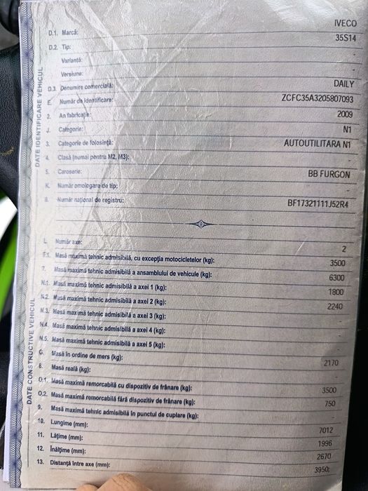 Vând iveco daily 2009 2.3 diesel