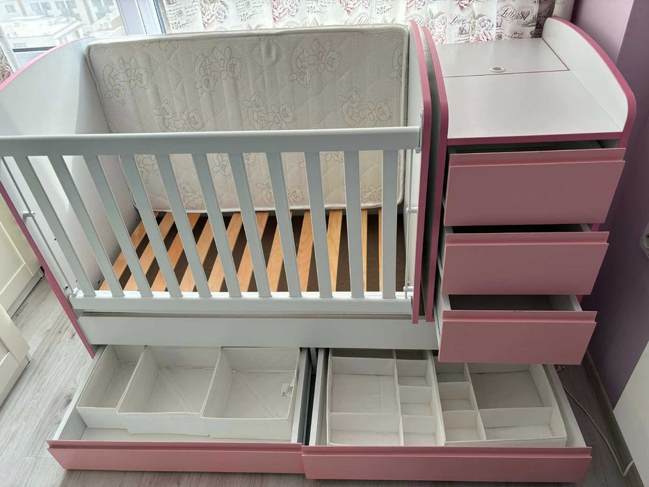 Дървена кошара Dizain Baby Luna 65/110 + Матрак