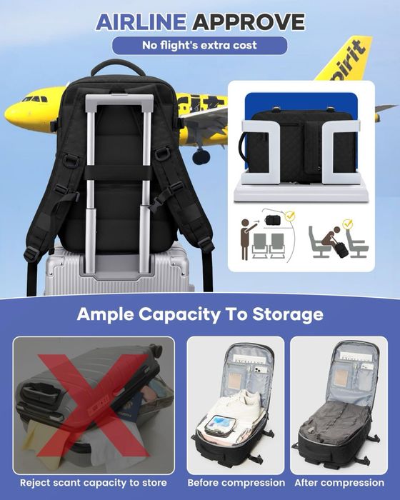 Rucsac voiaj vacuum livbote, bagaj cabină, compartiment pantofi
