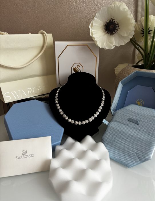 Colier/lanț angelic Swarovski argintiu în ambalajul nou baby blue