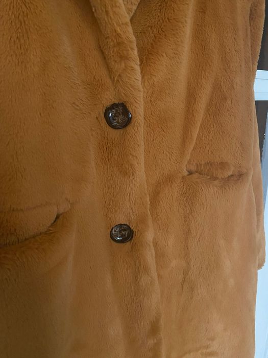 Палто еко косъм в тиквен цвят