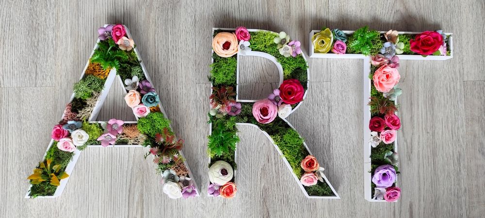 Надписи, лого, обемни букви, декорирани със скандинавски мъх