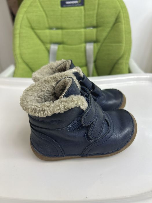 Vand ghete Froddo copii, piele natura, captuseala blana miel dark blue