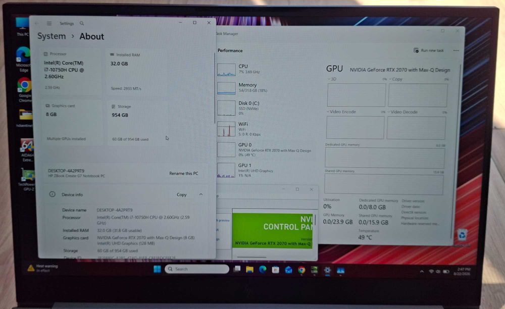 15.6' HP ZBook G7 Intel Core i7-10750H/NVIDIA RTX 2070 8GB/32GB/1TB SSD/Бат.5ч.