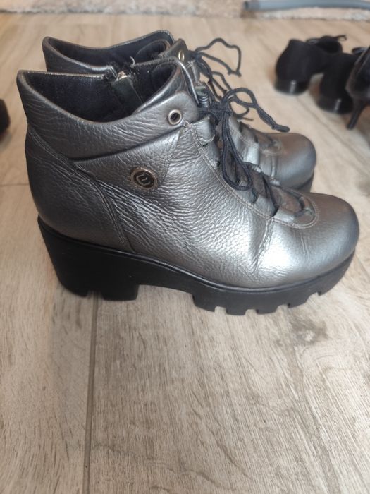 Botine casual piele culoare argintiu mărimea 36