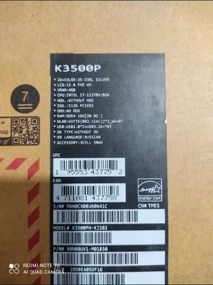 Asus vivobook pro 15 i7 11370h 16gb 512Gb gtx1650