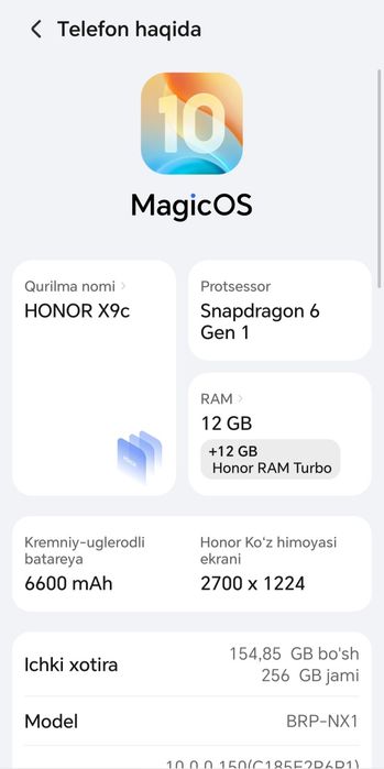 Honor x9c 5G 12+12/256GB