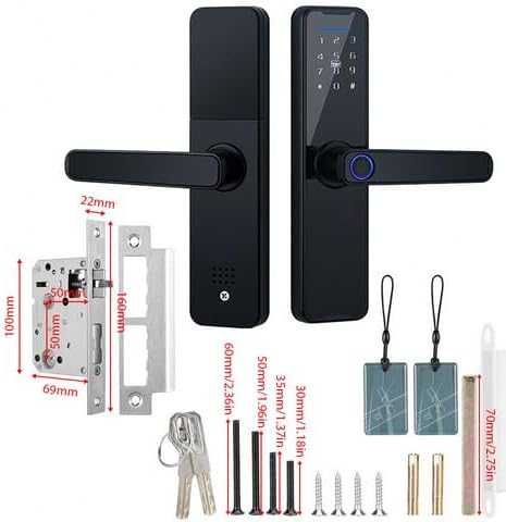 REDUS de la 620RON, Yala Smart cu debloc Amprenta/Aplicatie/Cod Pin/ card RFID, din aluminiu, Grosime 30-100mm