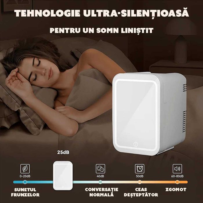Mini RACITOR pentru Cosmetice functie de Racire si Incalzire 4 litri cu Oglinda si Iluminare LED 12 V /220 V