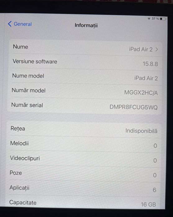 Tabletă iPad Air 2, 16 GB, Wi-Fi + Cellular (SIM)