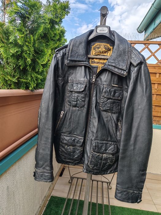 SuperDry Vintage - haina piele originala bărbați max XXL