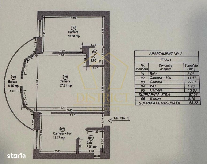 Apartament cu 2 camere | Etajul 1 | Girocului.