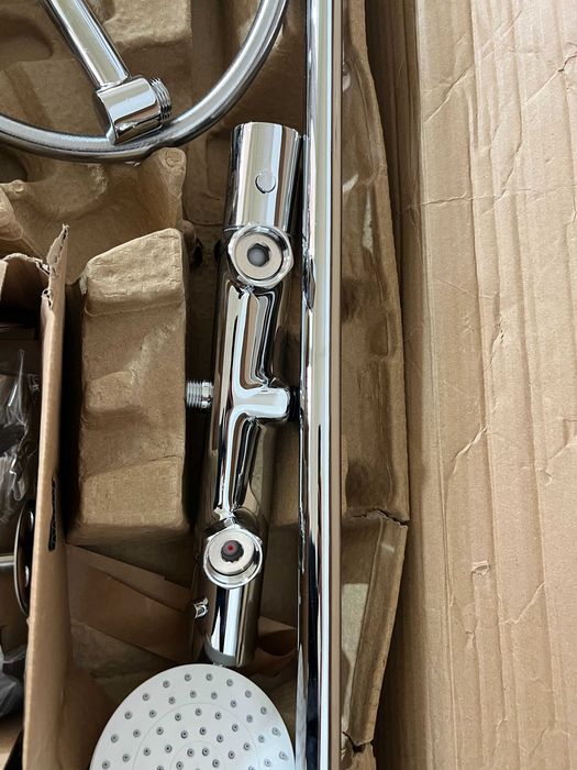 Hansgrohe Crometta S 240 Coloană de duș cu termostat, duș superior Rain 240 mm, pară de duș și bară – Crom