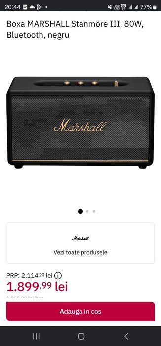 Oferta !  Boxa MARSHALL Stanmore III, 80W, Bluetooth, negru