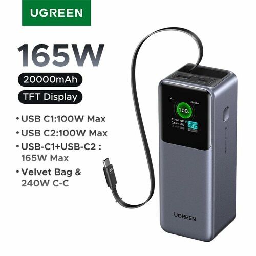 Ugreen Nexode 20000mAh 165W (Retractable Cable)