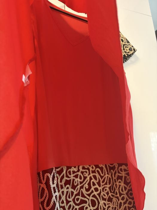 Rochie rosie din 2 piese