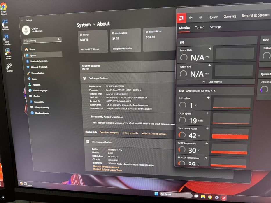PC complet i9/7900xtx/32gb/7TB editare foto video programare gaming ...
