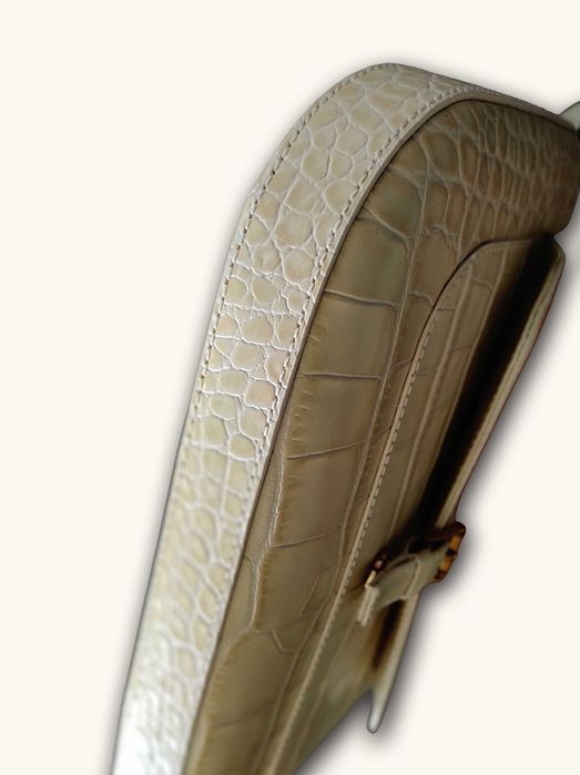 Дамска кожена чанта, By Far Miranda, цвят екрю, нова.