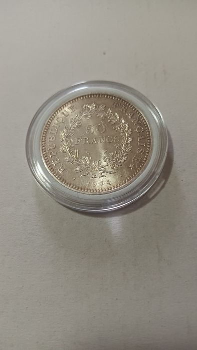 Monedă argint 50 francs 1974