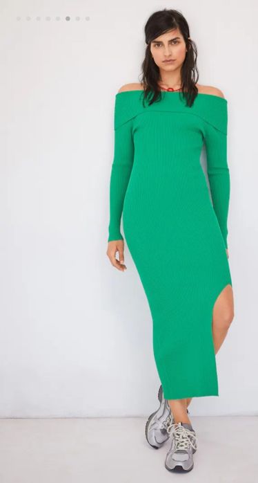 Rochie din tricot cu guler bărcuță Mango, M