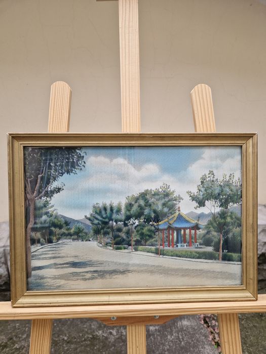 Уникална антикварна китайска картина коприна