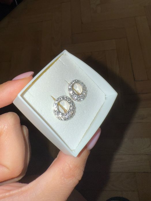 Сребърни обеци Palladium с кристали Swarovski