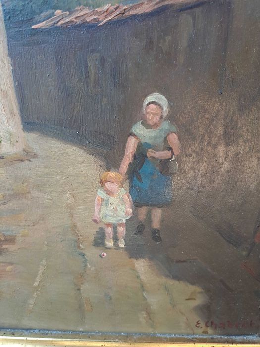 tablou pictura pe pfl semnat Egon Chabert 51/61 cm