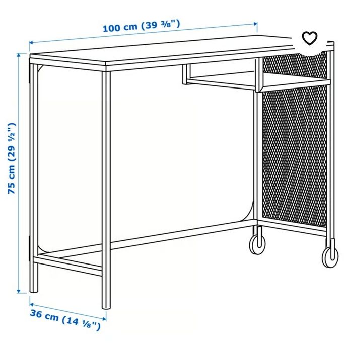 FJÄLLBO Ikea, masă laptop, negru, 100x36 cm