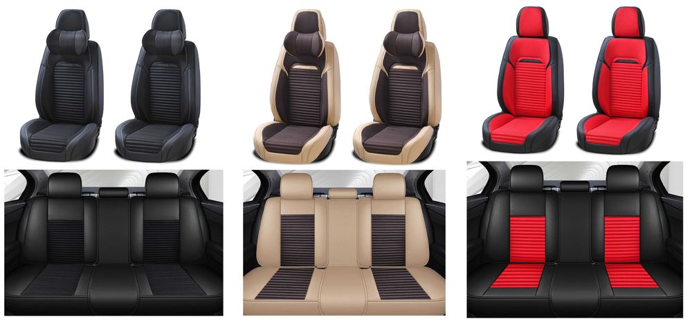 Пълен К-кт Универсална Тапицерия Калъфи За Седалки Еко Кожа и Текстил