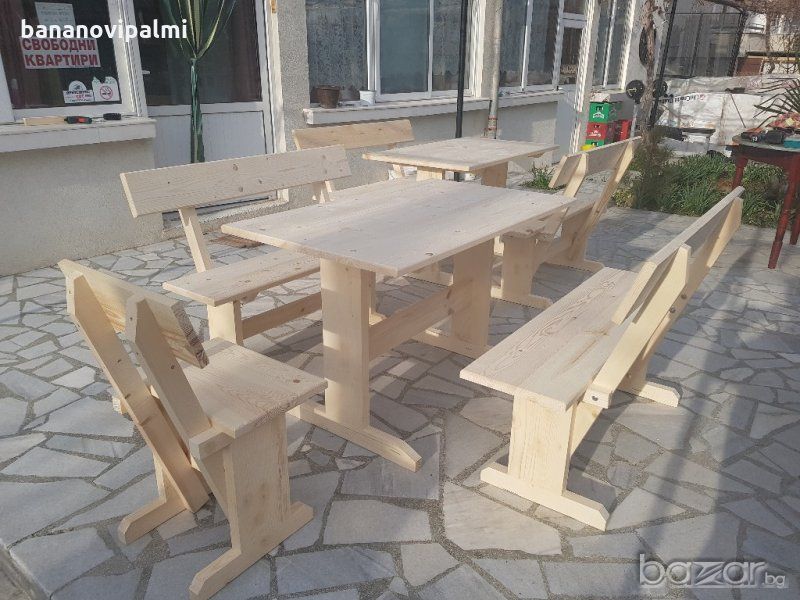 В НАЛИЧНОСТ- Нови Дървени маси с пейки - баварски  комплекти