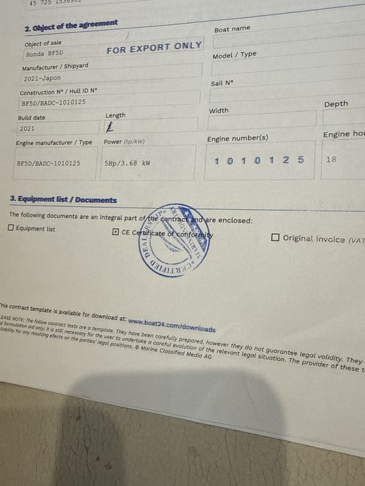 Motor barca Honda BF 5D